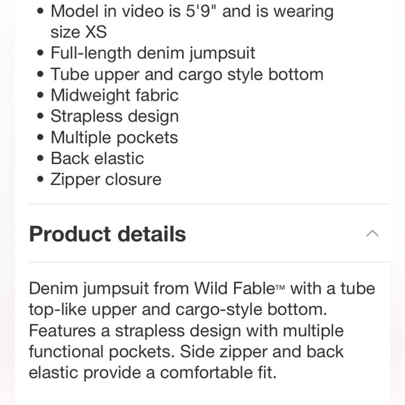 Women's Tube Cargo Denim Jumpsuit - Wild
Fable™ Medium Wash new - Picture 7 of 8